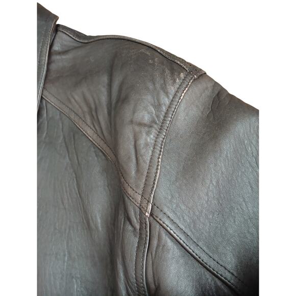 Vintage Brown Leather Jacket Top Gun Sz XL Tom Cruise  Oversized Moto Aviator - Picture 14 of 16